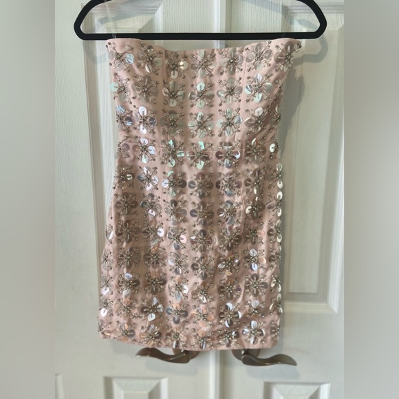 NWT Oh Polly CELEANO Hand Embellished Pink Mini Dress in Blush Size US 2 - Picture 8 of 10